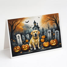 Load image into Gallery viewer, Yellow Labrador Retriever Spooky Halloween Greeting Cards -  Blank Note Cards – 8-Pack of Artist-Designed Cards with Envelopes