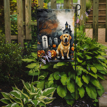 Load image into Gallery viewer, Yellow Labrador Retriever Spooky Halloween Garden Flag – Dog in Cemetery Scene