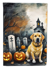 Load image into Gallery viewer, Yellow Labrador Retriever Spooky Halloween Garden Flag – Dog in Cemetery Scene