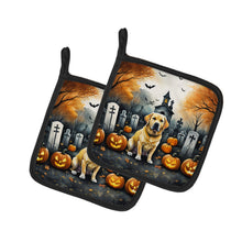 Load image into Gallery viewer, Yellow Labrador Retriever Spooky Halloween Pot Holders - Set of 2 Decorative Kitchen Helpers | Made in the USA