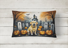 Load image into Gallery viewer, Yellow Labrador Retriever Spooky Halloween Fabric Decorative Pillow