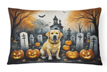 Load image into Gallery viewer, Yellow Labrador Retriever Spooky Halloween Fabric Decorative Pillow