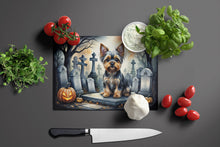 Load image into Gallery viewer, Yorkshire Terrier Spooky Halloween Glass Cutting Boards – Durable, Decorative Kitchen Art Large