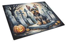 Load image into Gallery viewer, Yorkshire Terrier Spooky Halloween Glass Cutting Boards – Durable, Decorative Kitchen Art Large