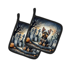 Load image into Gallery viewer, Yorkshire Terrier Spooky Halloween Pot Holders - Set of 2 Decorative Kitchen Helpers | Made in the USA
