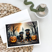 Load image into Gallery viewer, Rottweiler Spooky Halloween Greeting Cards -  Blank Note Cards – 8-Pack of Artist-Designed Cards with Envelopes