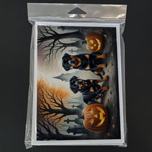 Load image into Gallery viewer, Rottweiler Spooky Halloween Greeting Cards -  Blank Note Cards – 8-Pack of Artist-Designed Cards with Envelopes
