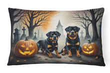 Load image into Gallery viewer, Rottweiler Spooky Halloween Fabric Decorative Pillow