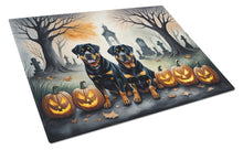 Load image into Gallery viewer, Rottweiler Spooky Halloween Glass Cutting Boards – Durable, Decorative Kitchen Art Large