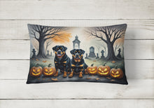 Load image into Gallery viewer, Rottweiler Spooky Halloween Fabric Decorative Pillow