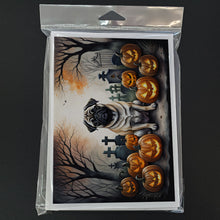 Load image into Gallery viewer, Fawn Pug Spooky Halloween Greeting Cards -  Blank Note Cards – 8-Pack of Artist-Designed Cards with Envelopes