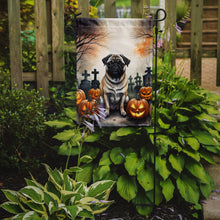 Load image into Gallery viewer, Fawn Pug Spooky Halloween Garden Flag – Dog in Cemetery Scene