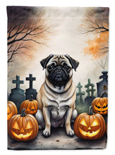 Load image into Gallery viewer, Fawn Pug Spooky Halloween Garden Flag – Dog in Cemetery Scene