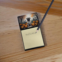 Load image into Gallery viewer, Fawn Pug Spooky Halloween Sticky Note Holder- Refiilable Desk Accessory Note Pad