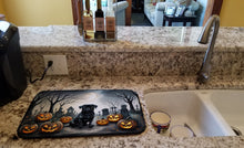 Load image into Gallery viewer, Black Pug Spooky Halloween Dish Drying Mat