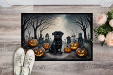 Load image into Gallery viewer, Black Pug Spooky Halloween Doormat - 24x36 Decorative Floor Mat – Indoor/Outdoor Rug with Artistic Flair