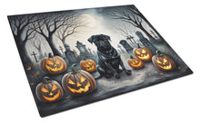 Load image into Gallery viewer, Black Pug Spooky Halloween Glass Cutting Boards – Durable, Decorative Kitchen Art Large