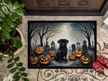 Load image into Gallery viewer, Black Pug Spooky Halloween Doormat -  18x27 Decorative Floor Mat – Indoor/Outdoor Rug