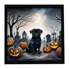Load image into Gallery viewer, Black Pug Spooky Halloween Framed Metal Print
