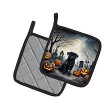 Load image into Gallery viewer, Black Pug Spooky Halloween Pot Holders - Set of 2 Decorative Kitchen Helpers | Made in the USA