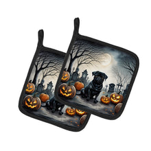 Load image into Gallery viewer, Black Pug Spooky Halloween Pot Holders - Set of 2 Decorative Kitchen Helpers | Made in the USA