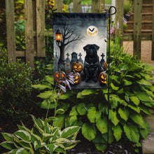 Load image into Gallery viewer, Black Pug Spooky Halloween Garden Flag – Dog in Cemetery Scene
