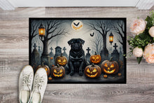 Load image into Gallery viewer, Black Pug Spooky Halloween Doormat - 24x36 Decorative Floor Mat – Indoor/Outdoor Rug with Artistic Flair