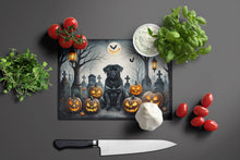 Load image into Gallery viewer, Black Pug Spooky Halloween Glass Cutting Boards – Durable, Decorative Kitchen Art Large