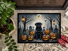 Load image into Gallery viewer, Black Pug Spooky Halloween Doormat -  18x27 Decorative Floor Mat – Indoor/Outdoor Rug