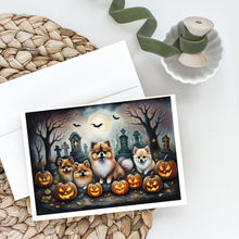 Load image into Gallery viewer, Pomeranian Spooky Halloween Greeting Cards -  Blank Note Cards – 8-Pack of Artist-Designed Cards with Envelopes