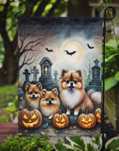 Load image into Gallery viewer, Pomeranian Spooky Halloween Garden Flag – Dog in Cemetery Scene