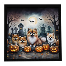 Load image into Gallery viewer, Pomeranian Spooky Halloween Framed Metal Print