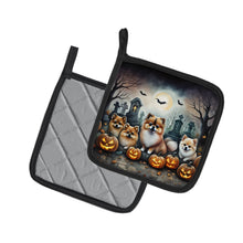 Load image into Gallery viewer, Pomeranian Spooky Halloween Pot Holders - Set of 2 Decorative Kitchen Helpers | Made in the USA