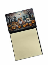 Load image into Gallery viewer, Pomeranian Spooky Halloween Sticky Note Holder- Refiilable Desk Accessory Note Pad