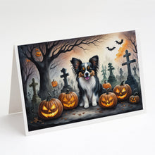 Load image into Gallery viewer, Papillon Spooky Halloween Greeting Cards -  Blank Note Cards – 8-Pack of Artist-Designed Cards with Envelopes