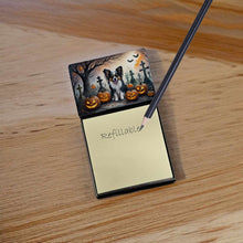 Load image into Gallery viewer, Papillon Spooky Halloween Sticky Note Holder- Refiilable Desk Accessory Note Pad