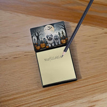 Load image into Gallery viewer, Old English Sheepdog Spooky Halloween Sticky Note Holder- Refiilable Desk Accessory Note Pad
