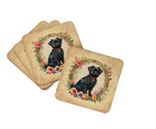 Load image into Gallery viewer, Affenpinscher and Flowers Coasters - Set of 4 Lightweight Foam, Absorbent Drink Coasters