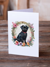 Load image into Gallery viewer, Affenpinscher and Flowers Greeting Cards -  Blank Note Cards – 8-Pack of Artist-Designed Cards with Envelopes