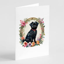 Load image into Gallery viewer, Affenpinscher and Flowers Greeting Cards -  Blank Note Cards – 8-Pack of Artist-Designed Cards with Envelopes