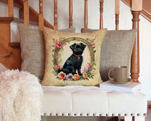 Load image into Gallery viewer, Affenpinscher and Flowers Throw Pillow - 14x14 Decorative Pillow – Art for Your Home &amp; Patio