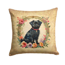 Load image into Gallery viewer, Affenpinscher and Flowers Throw Pillow - 14x14 Decorative Pillow – Art for Your Home &amp; Patio