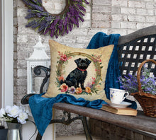 Load image into Gallery viewer, Affenpinscher and Flowers Fabric Decorative Pillow
