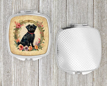 Load image into Gallery viewer, Affenpinscher and Flowers Compact Mirror – Stylish Purse Mirror with Artistic Covers