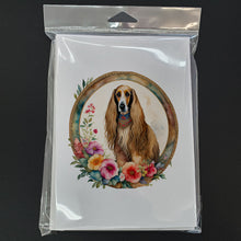 Load image into Gallery viewer, Afghan Hound and Flowers Greeting Cards -  Blank Note Cards – 8-Pack of Artist-Designed Cards with Envelopes