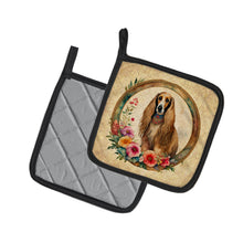 Load image into Gallery viewer, Afghan Hound and Flowers Pot Holders - Set of 2 Decorative Kitchen Helpers | Made in the USA