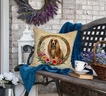 Load image into Gallery viewer, Afghan Hound and Flowers Fabric Decorative Pillow