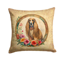 Load image into Gallery viewer, Afghan Hound and Flowers Fabric Decorative Pillow