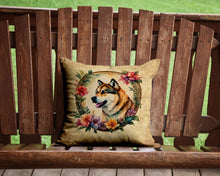 Load image into Gallery viewer, Akita and Flowers Throw Pillow - 14x14 Decorative Pillow – Art for Your Home &amp; Patio
