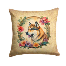 Load image into Gallery viewer, Akita and Flowers Throw Pillow - 14x14 Decorative Pillow – Art for Your Home &amp; Patio
